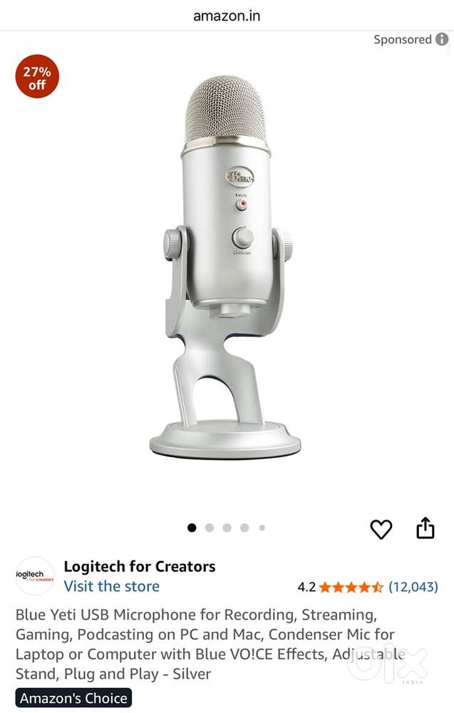 Yeti Blue Mic - Rated 4.2/5 - Best for music, videos, recording
