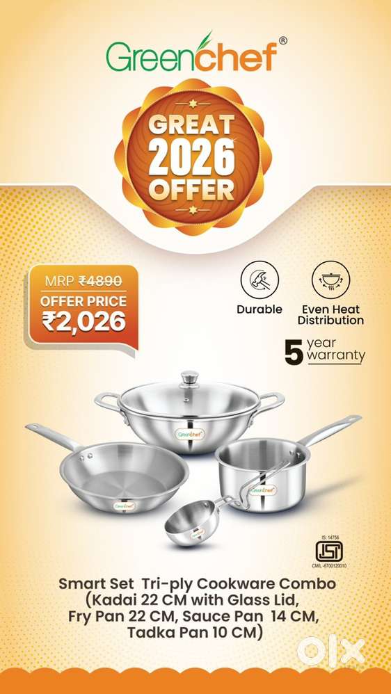 Brand New Greenchef Premium Quality Triply Set