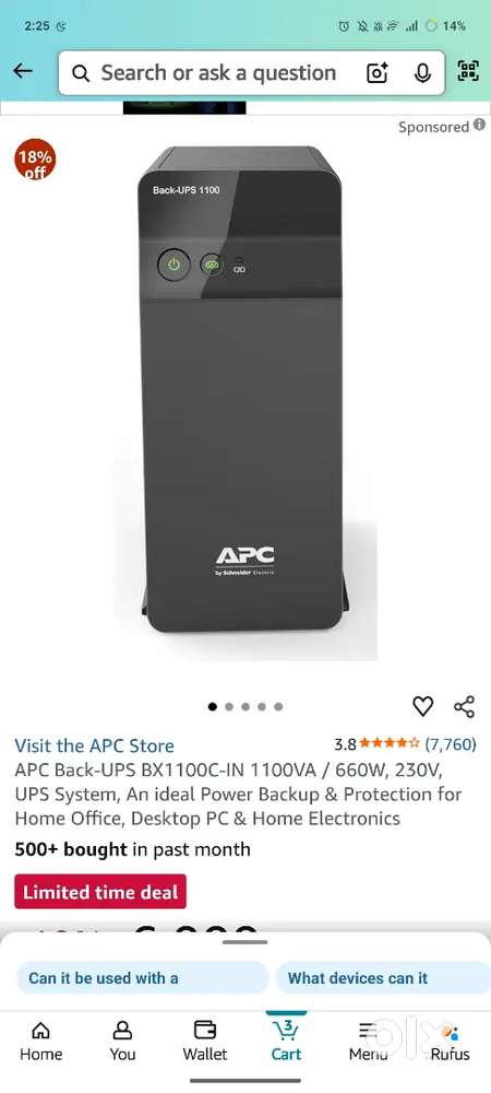 APC Back-UPS BX1100C-IN 1100VA / 660W,