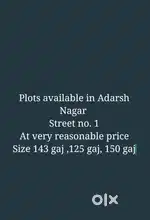 Plots available in Adarsh nagar street no .1