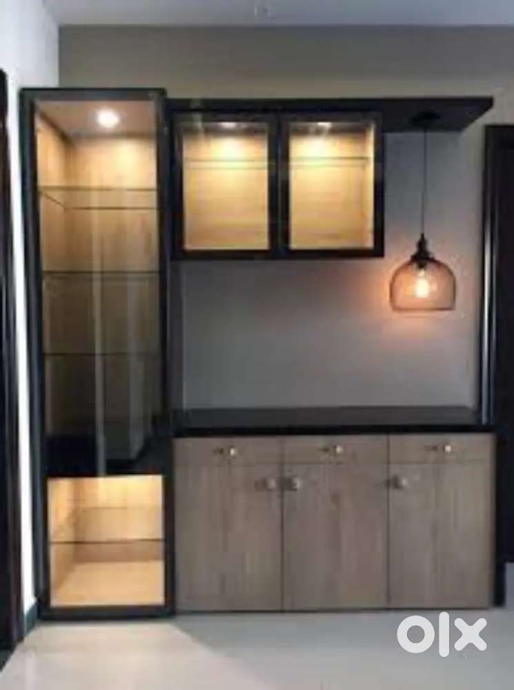 Aluminum kitchen Crockery Profile With customize Glass &Aluminum Frame