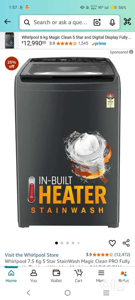 Whirlpool Store

3.93.9 out of 5 stars(12,472)

Whirlpool 7.5 Kg 5 Sta