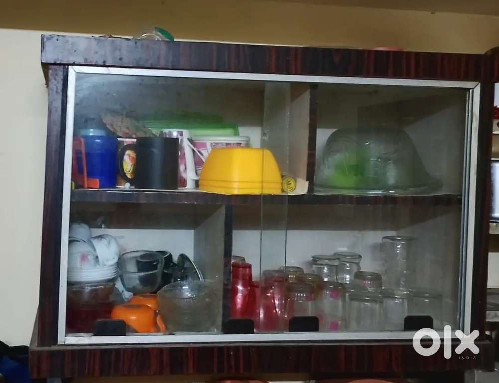 Glass door crockery and pickle shelf