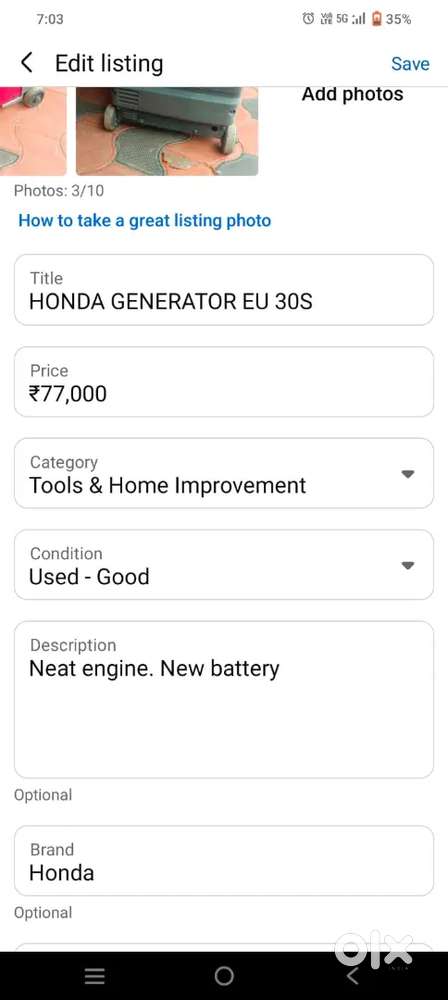 Good condition 3 kva generator
