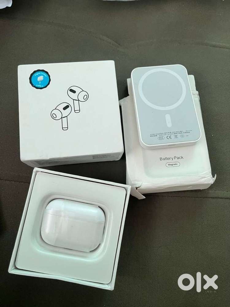 iPhone power bank and earphones