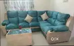 Full Recron  L Shape sofa set with teapoy