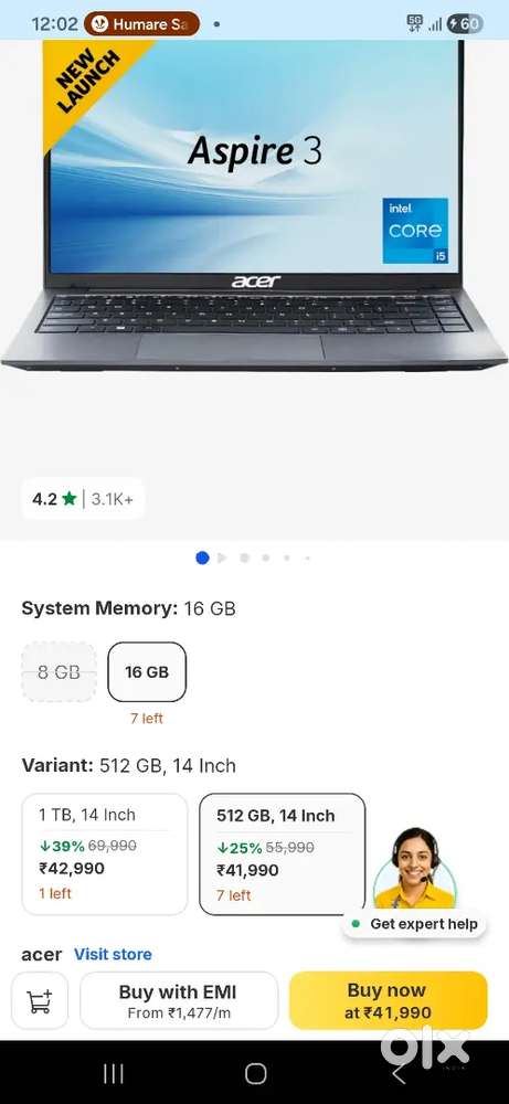 1 year old acer laptop