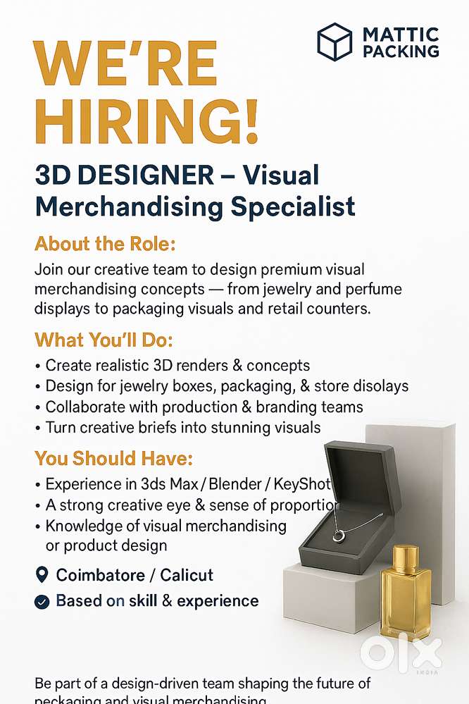Hiring 3D Designer – Visual Merchandising Specialist