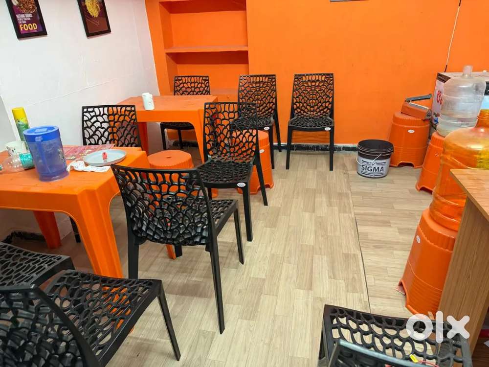 Kitchen counter, chairs , tables & stools for food court