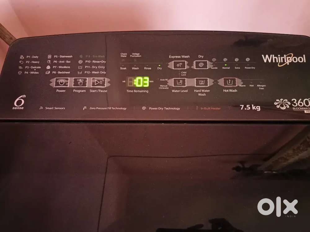 Whirlpool washing machine (7.5kg)fully automatic
