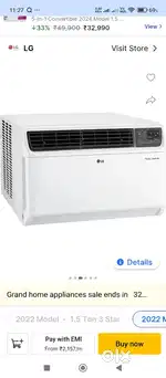LG 1.5 ton 5 star  window AC 2020  model less used