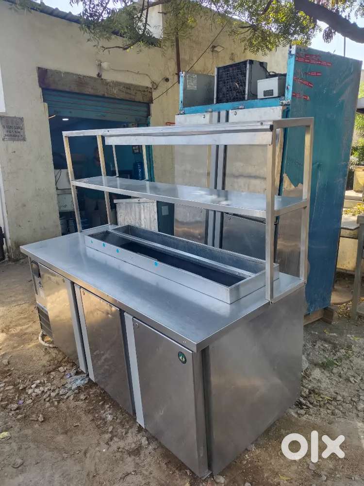 Work table with under fridge