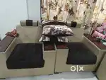 5 seater sofa 3+1+1 with glass centre table