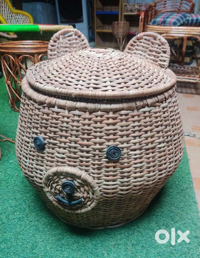 Teddy basket bamboo basket cane basket mudda furniture set iron stool