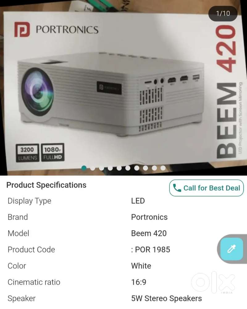 Portronics BEAM 420 FOR 1985 white new video projector