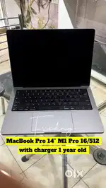 Macbook Pro 14” M1 Pro Chip 16/512 with charger 1 year old mint condti