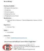 Draft man, AMC cordinator,Site Engineer,required for Firefighting comp