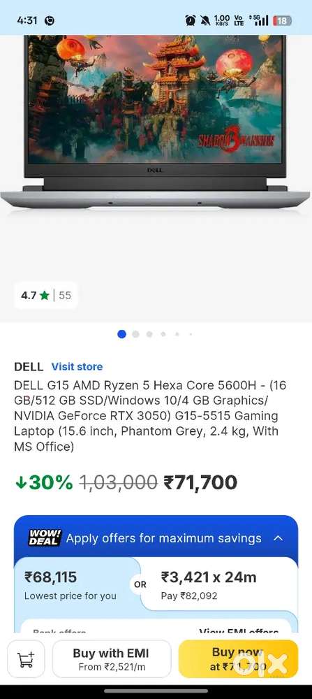 Dell g15 Gaming laptop