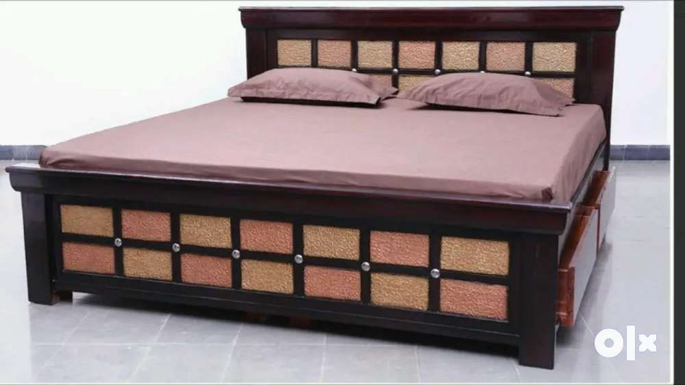 Brand New Single Double Bed Cot in Teakwood. Matress.