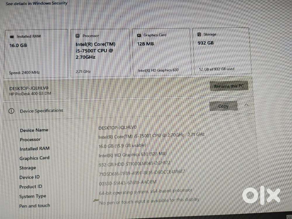 HP DESKTOP i5 9th gen, windows 10, 12 GB Ram 1TB HHD