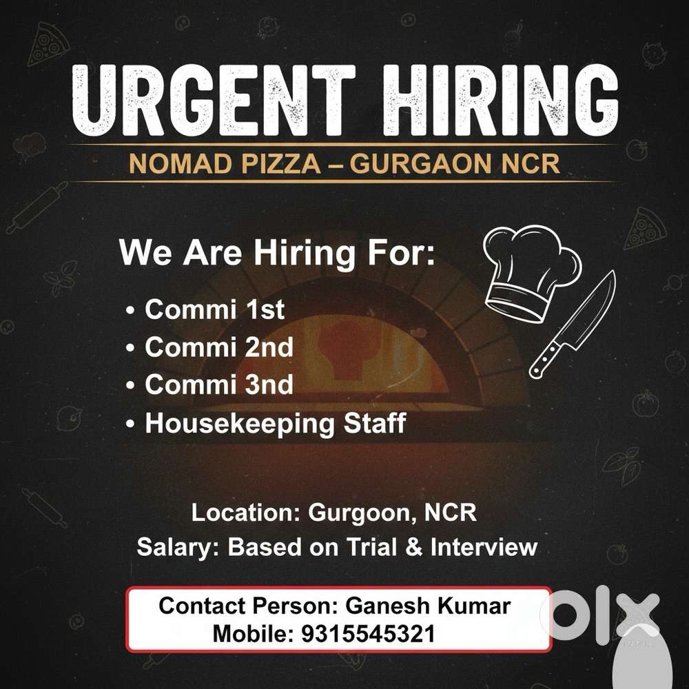 Urgent needs Woodfired pizza chef
