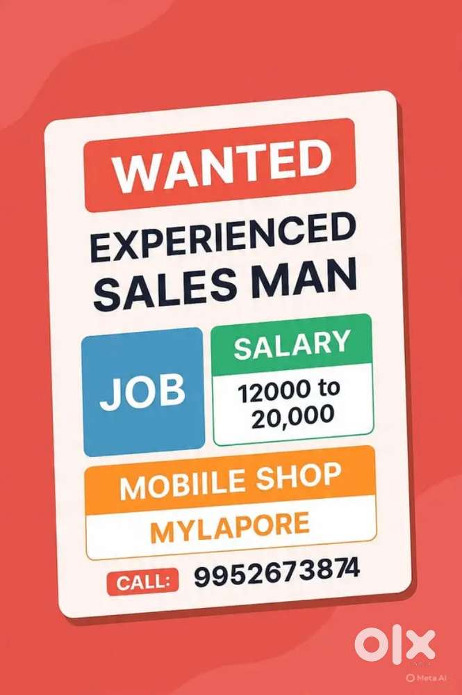 Wanted Experience salesman for mylapore mobile shop