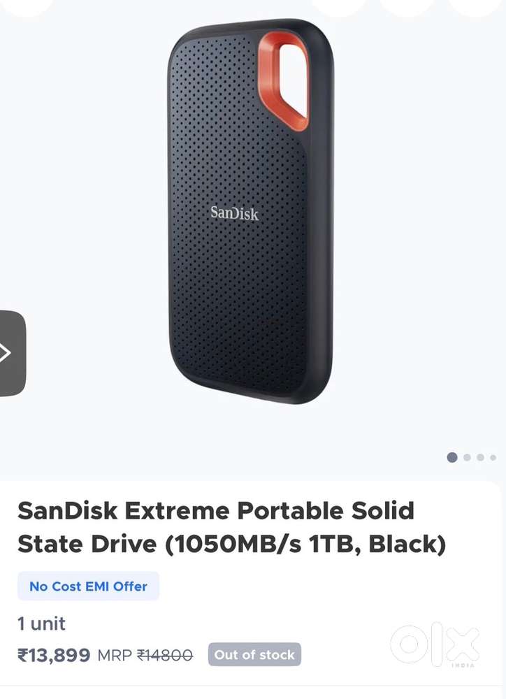 SanDisk Extreme Portable Solid State Drive (1050MB/s 1TB, Black)