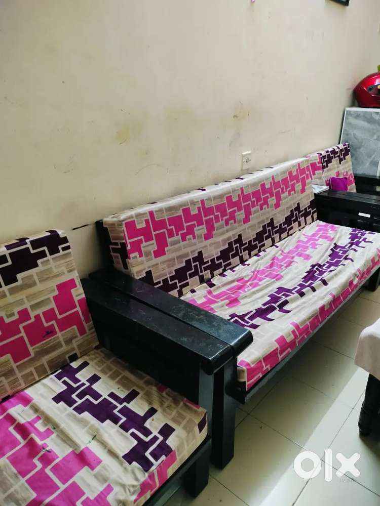 Wooden sofa in good condition. 3 piece wooden sofa for living room