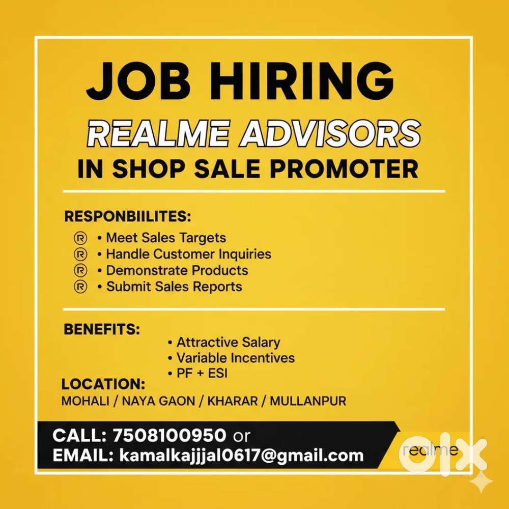 Realme mobile Sales Promoter (In Shop)