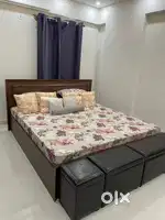 Archer King Bed (HomeTown) with Box Storage in Walnut Finish for Sale