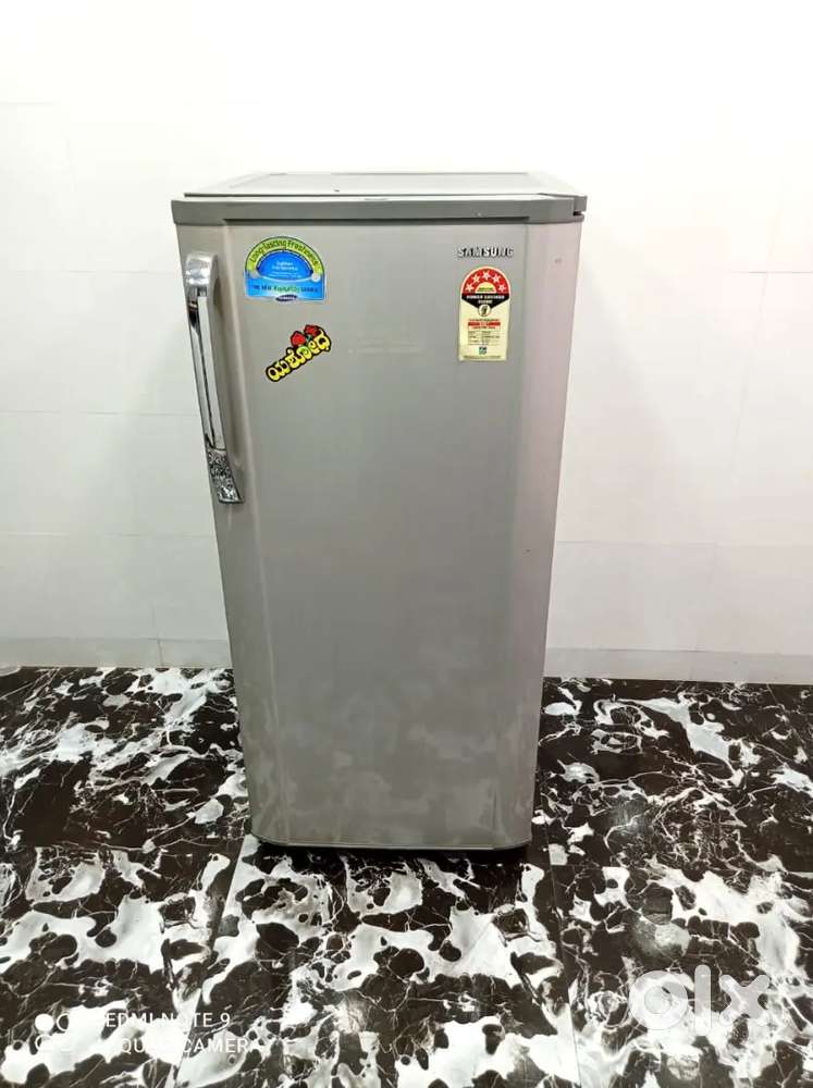 Single door silver colour self printed model refrigerator offers below