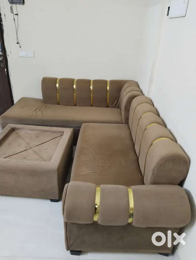 Sofa with table, double bed, computer table