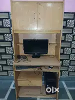 Computer table with desktop,  cpu , headphone , keyboard