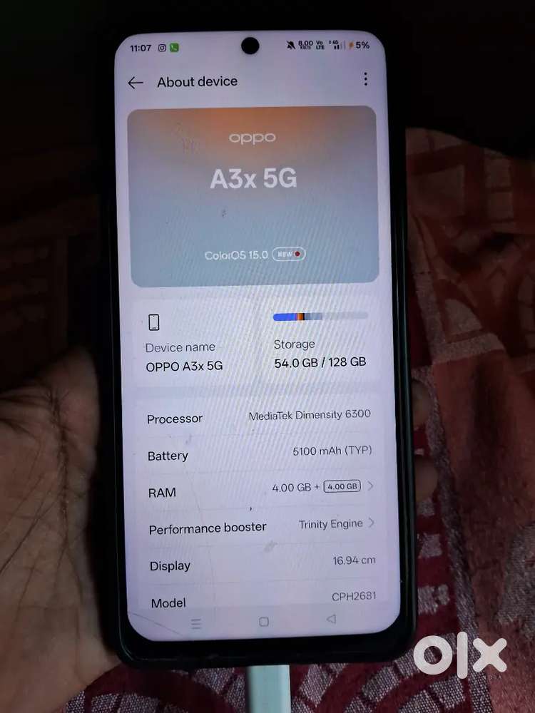 Oppo A3x 4+4ram 128room 5100mh