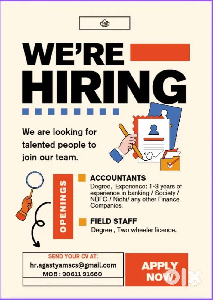 Wanted Accountant , Field Staff