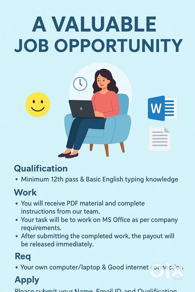 DATA ENTRY OPERATOR  - Work on MS Office, PDF to Word, and complete ta