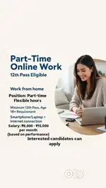 Part time online work - 12th pass Eligible