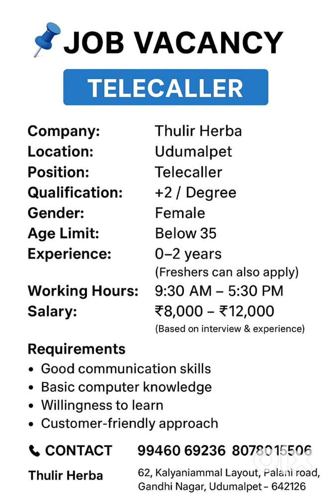 TELECALLER Vacancy available now