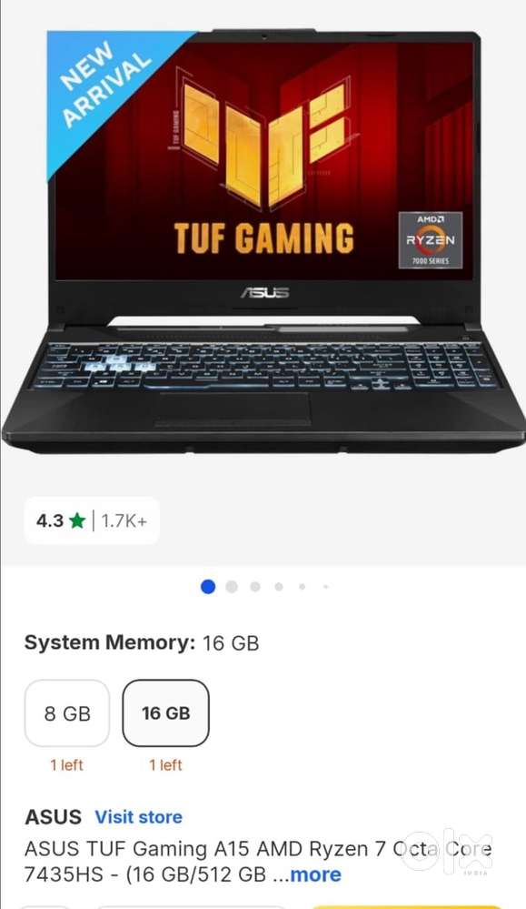 Asus tuf gaming a15 Ryzen 7 , Acer aspire 7