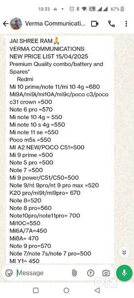 All mobile phone display, battery, back panel etc
