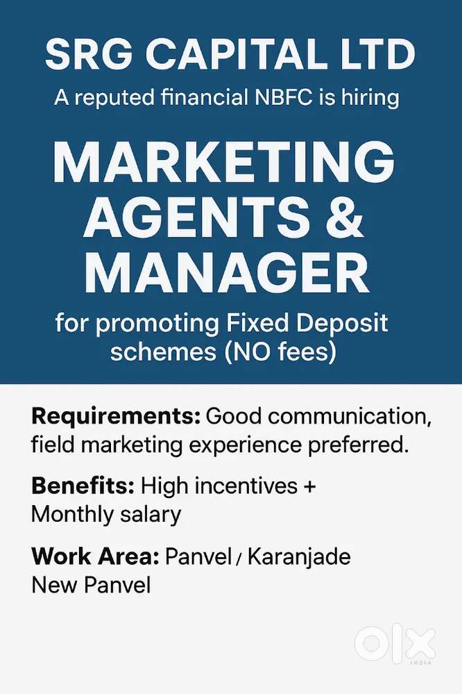 Hiring marketing Agents/Manager for Panvel/Karanjade