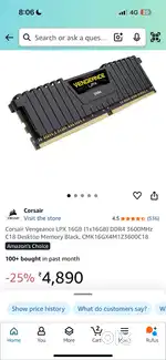1x Corsair 16GB ddr4 RAM