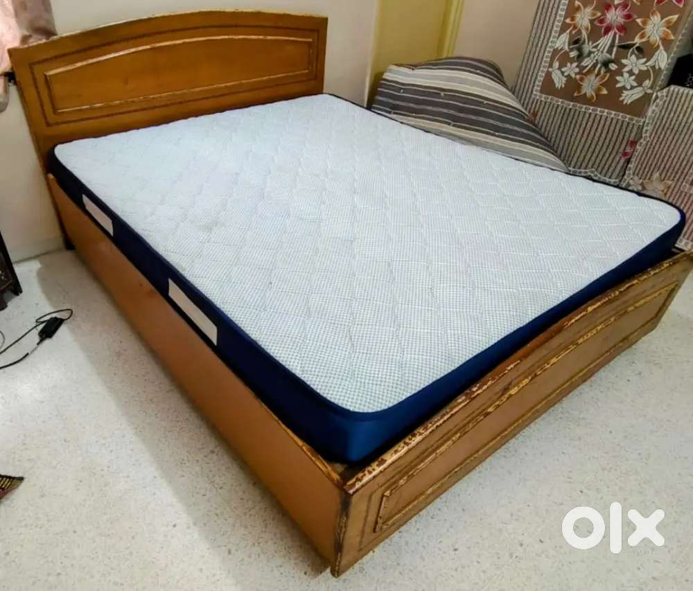 Queen size solid wood bed with storage - usable condition