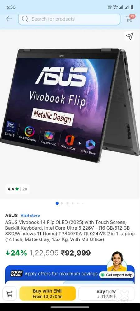 ASUS Vivobook 14 Flip OLED (2025) with Touch Screen,
1 month old