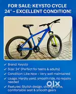 ‍️ For Sale: Keysto Cycle 24” – Excellent Condition! ‍️