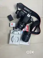 Canon 77D DSLR Camera, 2 Lenses Battries filter box beg stand