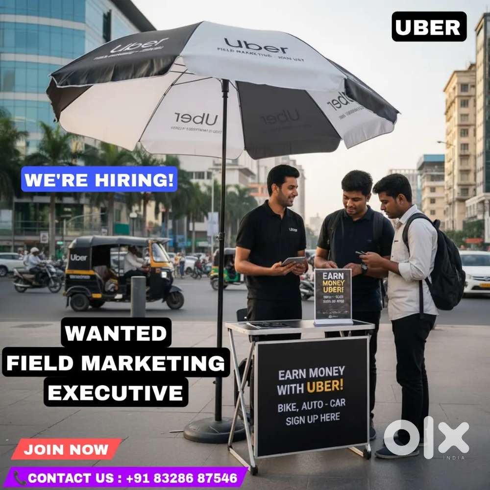 Wanted UBER Marketing Field Executive  Work standing with umbrella