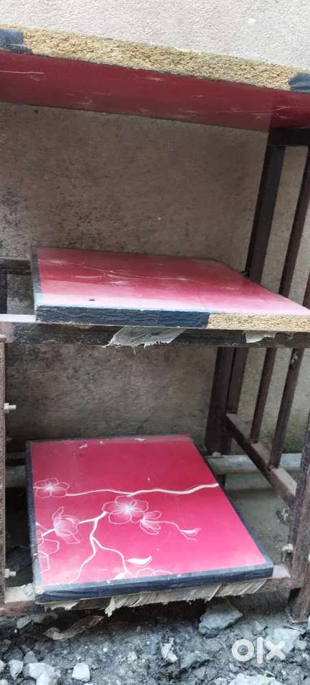 Study Table (Wood + Metal, Floral Print)