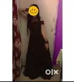 Partywear heavy flare red colour gown