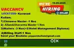 Chinese Cheaf,Alfam,Shavarma,Porotta Master,South Indian sheaf,Waiters